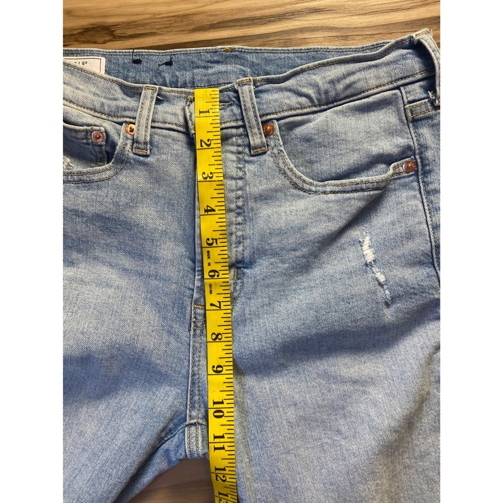 Gap 70s Flare High Rise Jeans Light Wash Distressed Raw Hem Size 28 6R - Picture 5 of 8